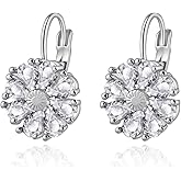 Gold Plated Flower Earrings Birthstone Leverback Earrings Hypoallergenic Vintage Floral Earrings for Women Trendy