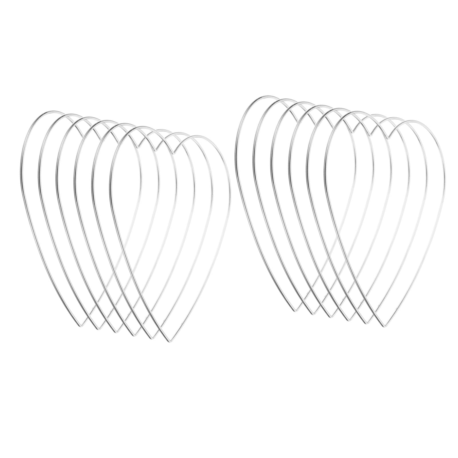 PATIKIL 8inch Dream Catcher Rings, 12 Pcs Metal Heart Shape Macrame Wreath Floral Ring Hoop for Home DIY Craft Wedding Wall Hanging Decorations, White Silver
