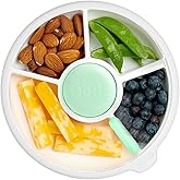 GoBe Kids Small Snack Spinner Slide Bundle with Hand Strap and Sticker Sheet - Reusable Snack Container with 5 Compartment Di