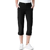 Gloria Vanderbilt Womens Cargo Capri Tab Roll Cuff with Zip Front and Elastic Waist Standard