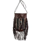 Boho Bag Round L | Real Leather | Fringe Purse | Bohemian Bags