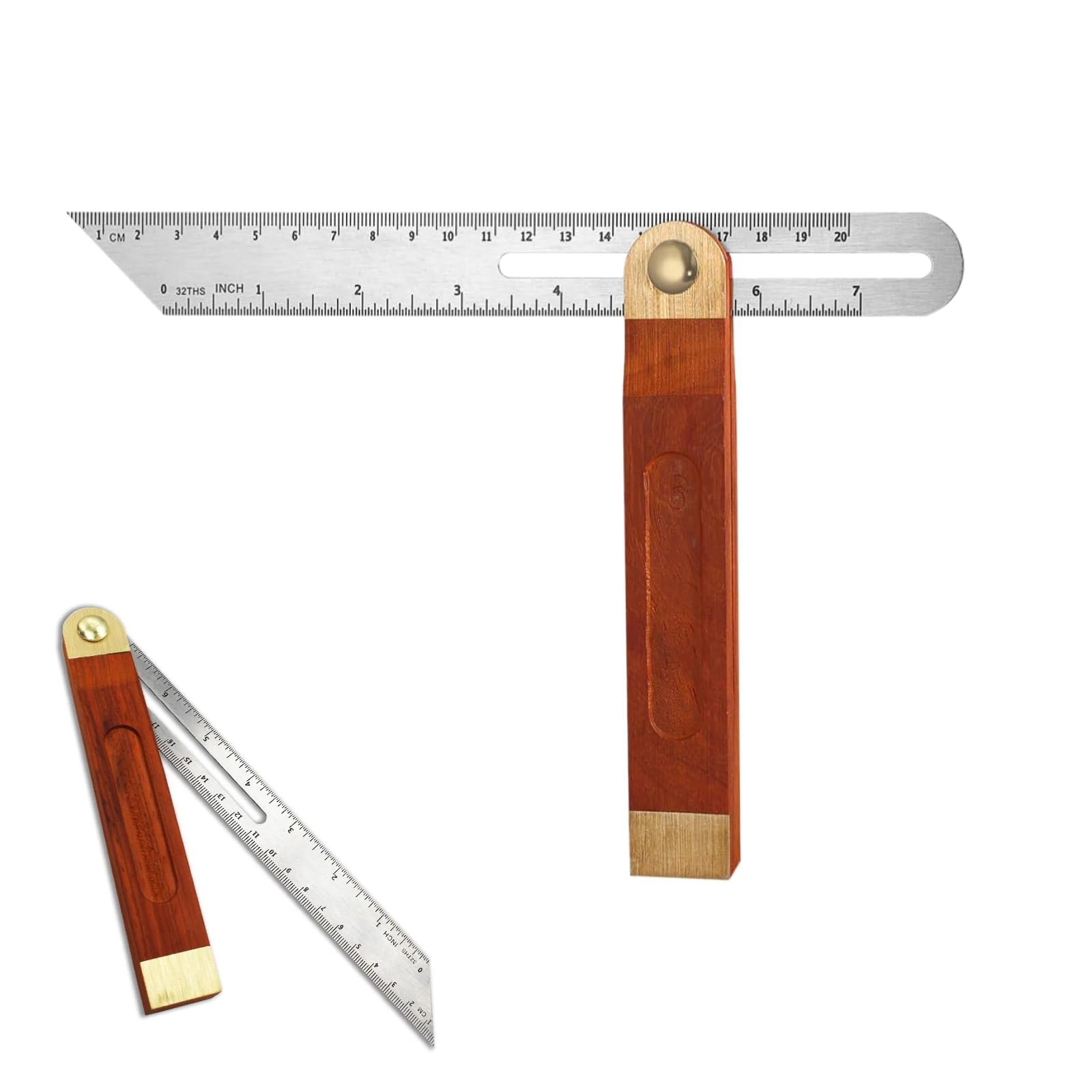 Adjustable Carpentry Square Bevel Gauge T Bevel Blade Ruler with Hardwood Handle Angle Measurement Tool Stainless Steel Blade Ruler For Craftsman Carpenter Architect Engineer Woodworking