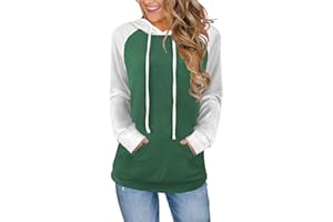 Bosmeer Hoodies for Women Lightweight Long Sleeve Sweatshirt Loose Fit Color Block Tunic Tops with Pockets 2025