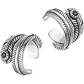 HZMAN Stainless Steel Feather Shaped Ear Cuff Earrings for Men Women Red CZ No Piercing Retro Lightweight Clip On Cartilage Earring Jewelry Gift