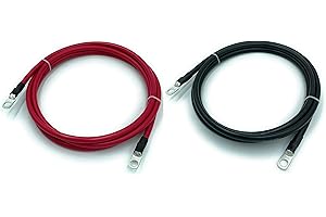 End Game 4 Gauge Marine Grade Battery Cables, USCG and ABYC Approved, 1-15ft Lengths, Heavy Duty Tinned Lugs, Fully Assembled and Made in The USA (3ft,Red/Black Set, 3/8” Lugs)