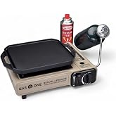 GasOne GS-3400P-KIT Propane or Butane Gas Stove with Flat Top Griddle Included &ndash; Dual Fuel Propane Grill Tent Stove Burners for Cooking for Camping, Kitchen &ndash; Diecast Aluminum with Non Stick Coating