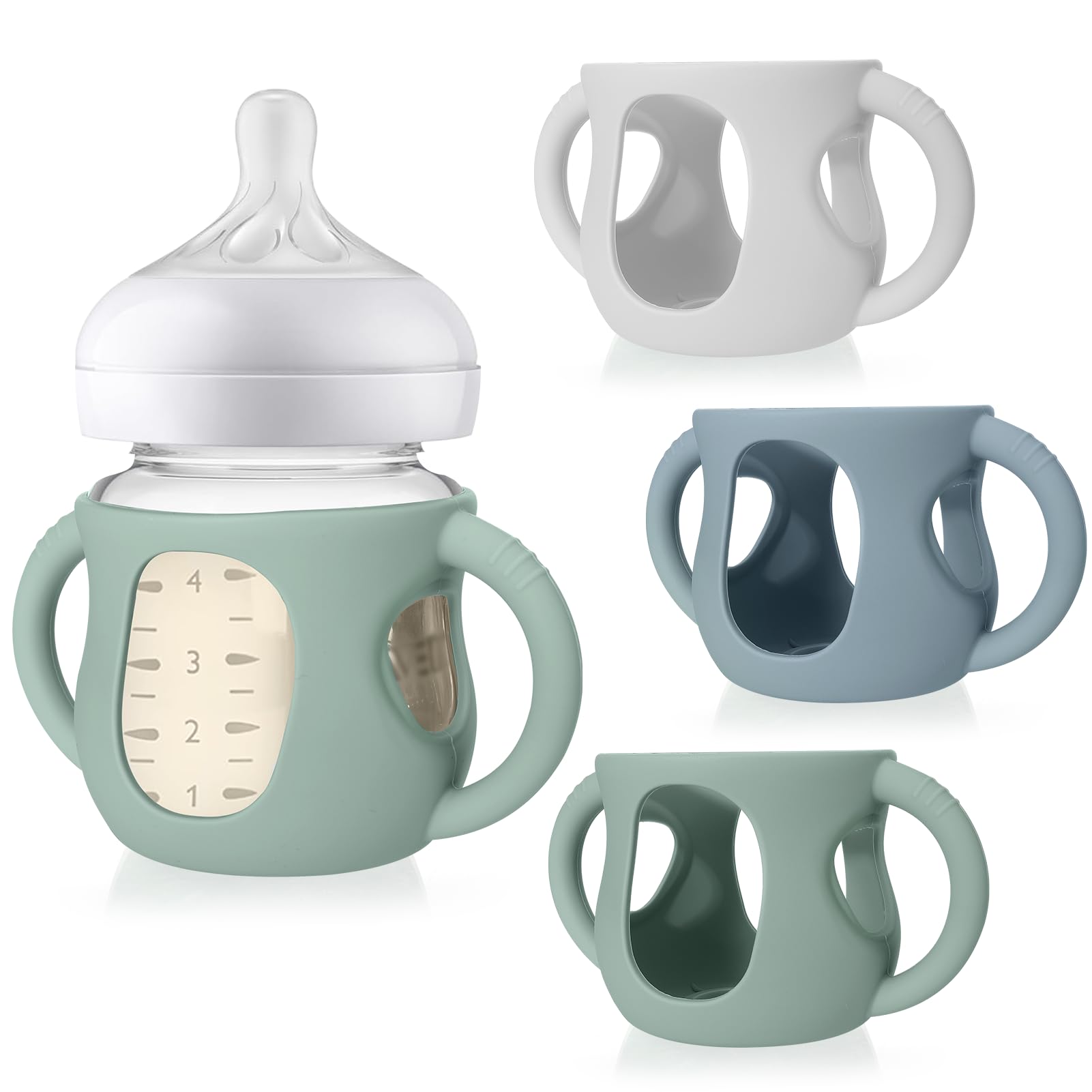 Photo 1 of Juome Silicone Sleeves with Handles for Avent Natural Glass Baby Bottle - 3 Pack Anti Breakage Baby Bottles Holder, Compatible with Philips Avent Anti Colic Baby Bottles 4 oz