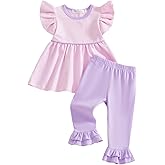 Kuriozud Toddler Baby Girl Clothes Sleeveless Shirts Tunic Top and Ruffle Pants Set 2 Piece Spring Summer Outfits