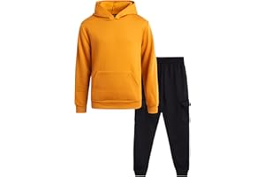 Quad Seven Boys' Fleece Jogger Set - 2 Piece Basic Solid Pullover Hoodie and Cargo Pocket Sweatpants (Size: 8-18)