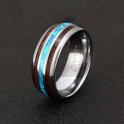 TUNGSTORY Promise Rings for Him Blue Opal and
