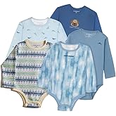 Tommy Bahama Baby 5-Piece Onesie Set - 100% Cotton Long Sleeve Bodysuit 5-Pack for Infant Boys and Girls