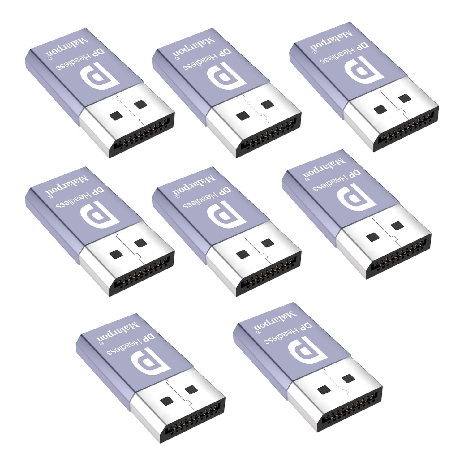 Malarpon DispalyPort Headless Ghost Display Emulator with Blue Light for PC 4K DP Dummy Plug (fit Headless 1080@60Hz-3840x2160@17Hz) 8P — image 1