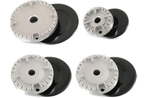 HUAREW Gas Stove Burner Caps Set, Cooker Hat Set Suitable for Most Gas Stove Burners, 1 Large, 1 Small, 2 Middle
