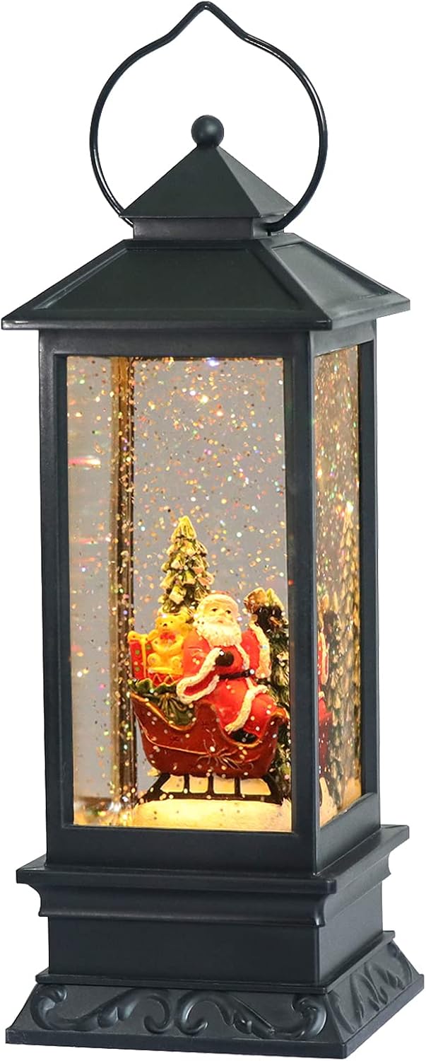 Snow Globes - Eldnacele Singing Battery Operated & Plug-in Musical Lighted Christmas Snow Spinning Water Glittering Snow Globe Lantern Home Decoration and Gift, Santa Claus