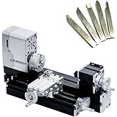 ZHRUI Mini Metal Lathe with 5-Piece 4x4mm Carbide Tipped Cutter Set &ndash; 20000 RPM Motor, 0.02mm Precision, All-Metal Construction, for Turning Soft Metal/Wood/Acrylic &ndash; Ready to Use Out of the Box