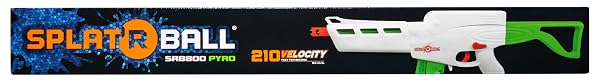 SPLATRBALL SRB800 PYRO GLOW-IN-THE-DARK WATER GEL BALL BLASTER KIT – FULL AUTO, 210 FPS, 800-ROUND MAGAZINE, 20,500 TOTAL ROUNDS – ORANGE/WHITE