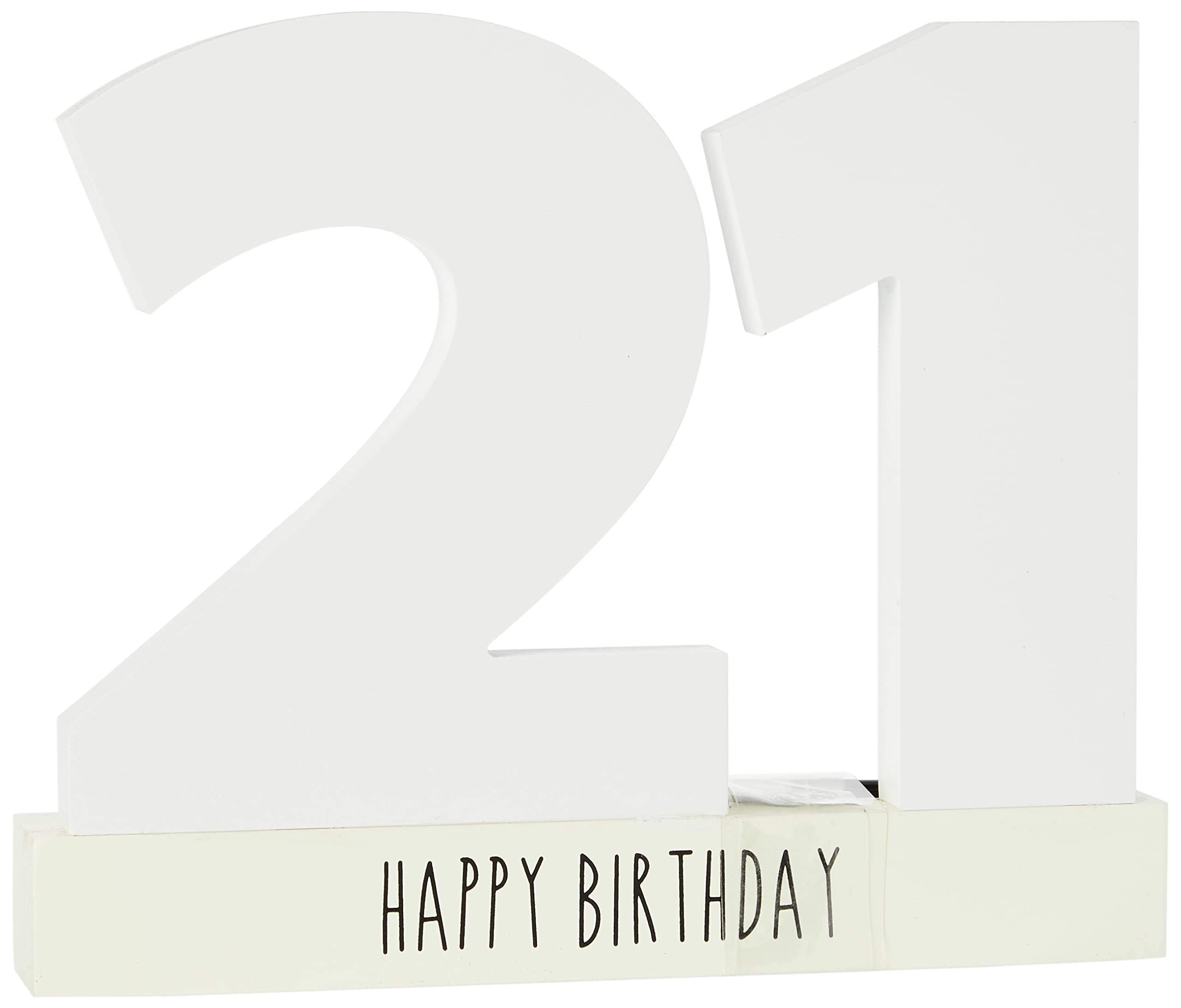 Papillon Collection Celebrate in Style White Wooden 21st Birthday Signature Age Plaque with Black Marker Pen | Freestanding White Wrapped Numbers to Sign | Perfect Personalised Gift for Birthdays — image 1