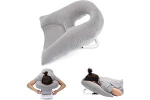wuwumiline Newly Upgraded Face Down Pillow After Eye Surgery, Prone Pillow with Arm Hole for Face Down Sleeping, Retina and Vitrectomy Lying Pillow, Post Eye Surgery Recovery (Light Grey)