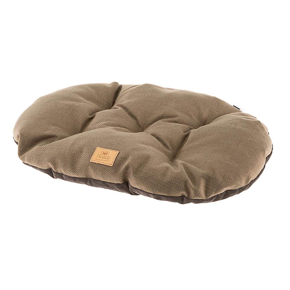 Ferplast Cat And Dog Cushion Stuart 65/6, Double-Sided, Tweed And Soft Velvet, Washable, Brown, M