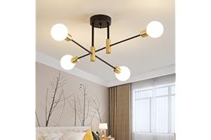 Biewalk Sputnik Chandelier Mid Century Modern Nordic Pendant Lighting 4 Lights Ceiling Light Fixture Black Light for Living Room, Kitchen, Bedroom, Dining Room