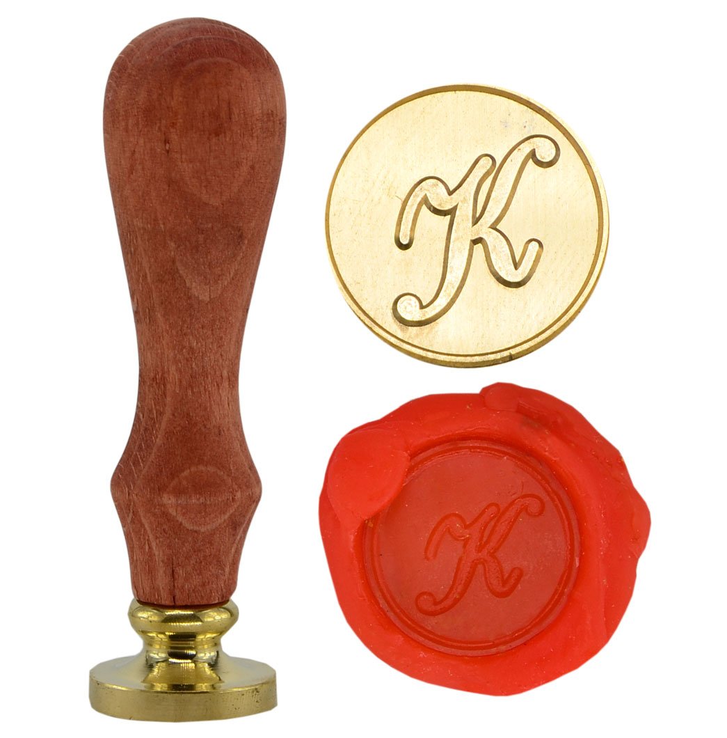Syaya GZ4 Retro 26 Letters A-Z Alphabet Wax Seal Stamp with Brass Dots and Wooden Handle