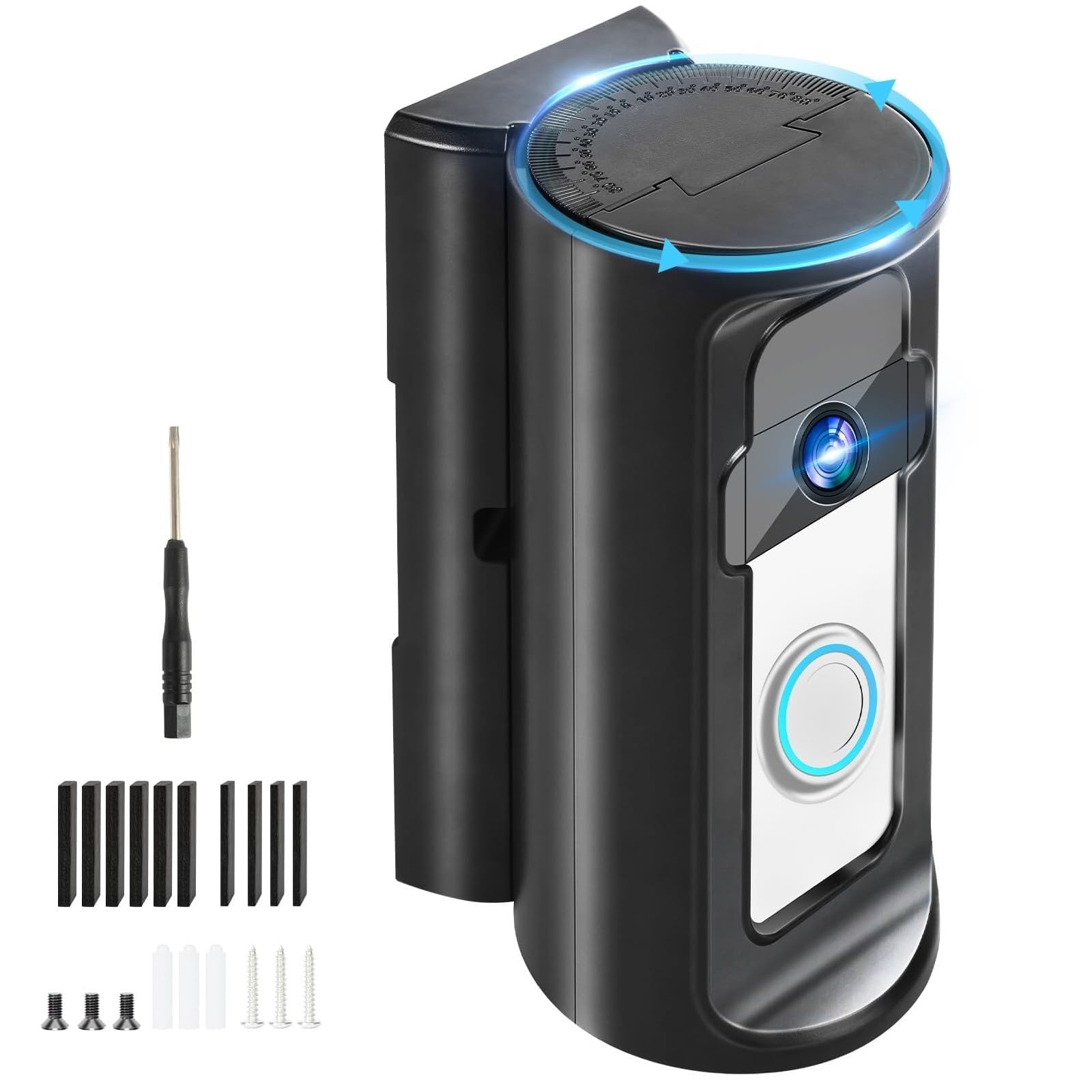 AMFUN Adjustable 0 to 360 Degree Doorbell Angle Mount for Video Doorbell（1/2/3/3Plus/4/pro 2), Replacement Angle Adjustment Mounting Bracket Wedge Kit