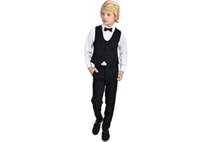 Lilax Boys Formal Suit 4 Piece Vest, Pants and Tie Dresswear Suit Set