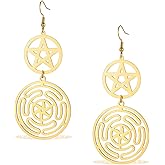 Wheel of Hecate Earrings Sigil of Lilith Goddess Dangle Earring Stainless Steel Pentagram Wiccan Jewelry for Women