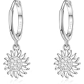 Dainty Dangle Hoop Earrings in 925 Sterling Silver for Women, Small Huggie Earrings with Charm Drop, Jewelry Gift for Her