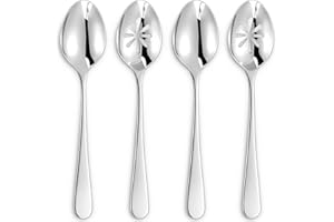 KEAWELL Louise Premium 2 Piece Serving Spoons and 2 Piece Serving Slotted Spoons – 9 inches – 18/10 Stainless Steel - Uniting