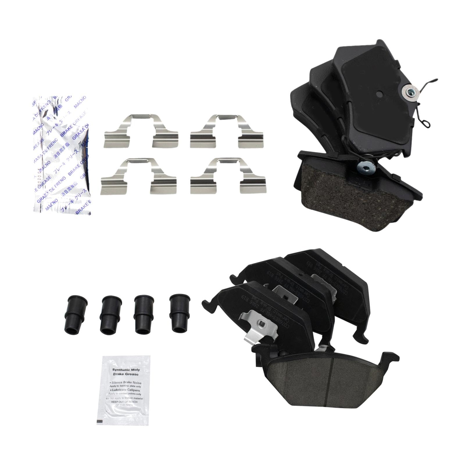 TRQ Front and Rear Brake Pad Set Ceramic Compatible with 2003-2006 Volkswagen Beetle 2006 Golf 1999-2014 Jetta Image