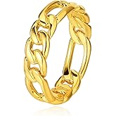 MYEARS Women Ring Gold Band 14K Gold Vacuum Filled Simple Stack Finger Jewelry Gift Size 6-8