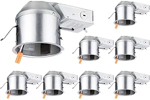 TORCHSTAR 8-Pack 4 Inch Remodel Recessed Lighting Housing, Shallow IC Rated Air Tight 120-277V Can, Max 15W Compatible, TP24 