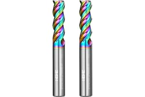 HIEMTE 3-Flute Carbide Square Nose End Mill Set, Ideal for Milling Aluminum, Copper, Magnesium Alloys,DLC Coating End Mill Bits, HRC 62 Deg, 1/4 in（2PC）