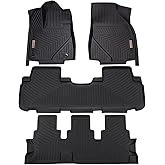 RILLEC Floor Mats for 2014-2019 Toyota Highlander 7 Seat,All Weather Protection Accessories Custom Full Set Liner Include 1st 2nd 3rd Row TPE Winter Slush Heavy Duty Car Mat Black