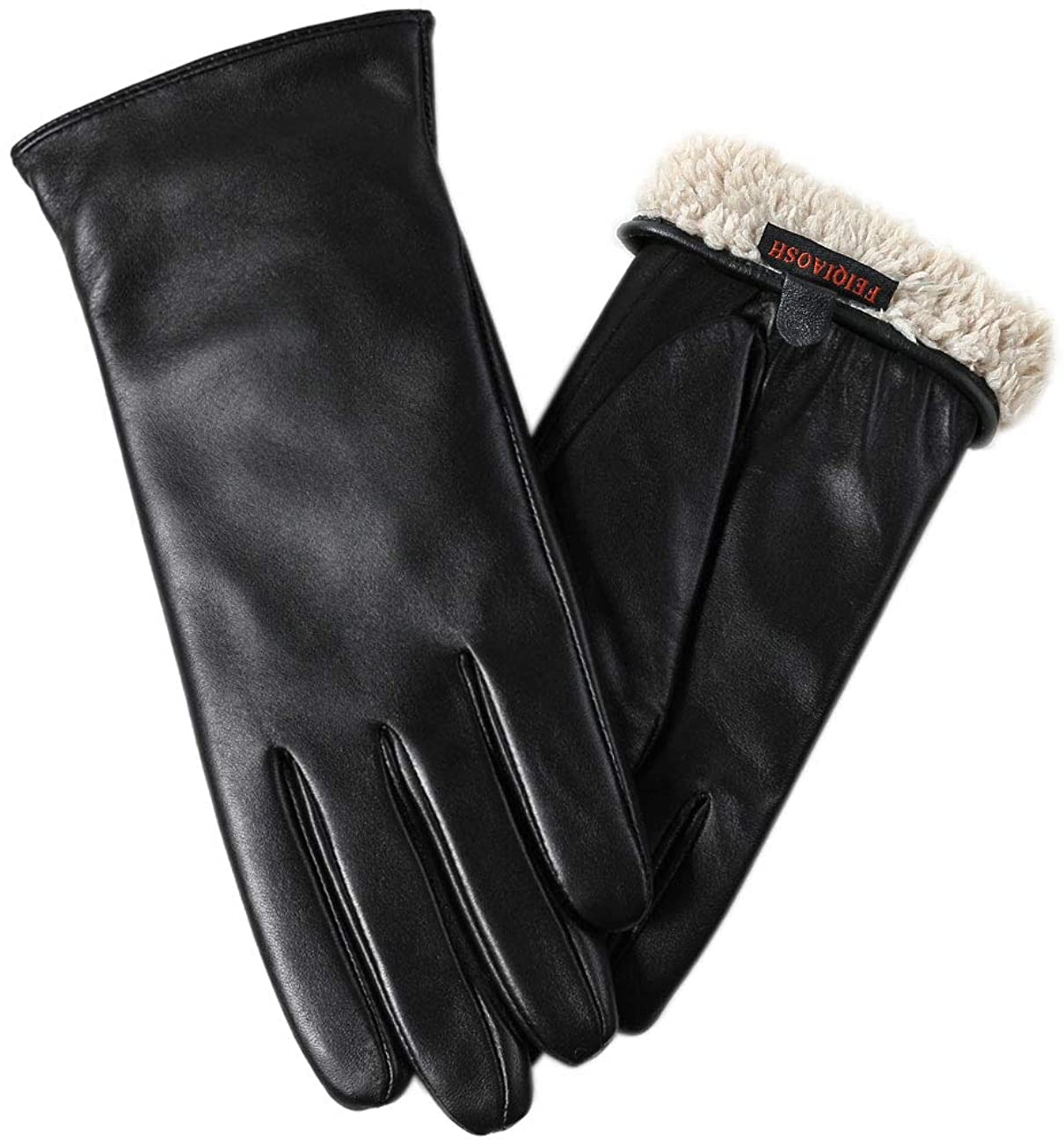 Fur Ladies Thermal Lined Leather Gloves FEIQIAOSH Winter Leather