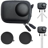 ULBTER Mini Bag Case for DJI OSMO Action 5 Pro/Action 4 / Action 3 Camera + Rubber Lens Cap Cover [1+2 Pack], Carrying Portab
