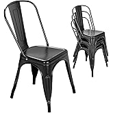 Nazhura Metal Dining Chair Farmhouse Tolix Style for Kitchen Dining Room Café Restaurant Bistro Patio, 18 Inch, Stackable, Wa