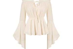 Scarlet Darkness Renaissance Shirt Women Peasant Blouse Off Shoulder Tops Pirate Costume