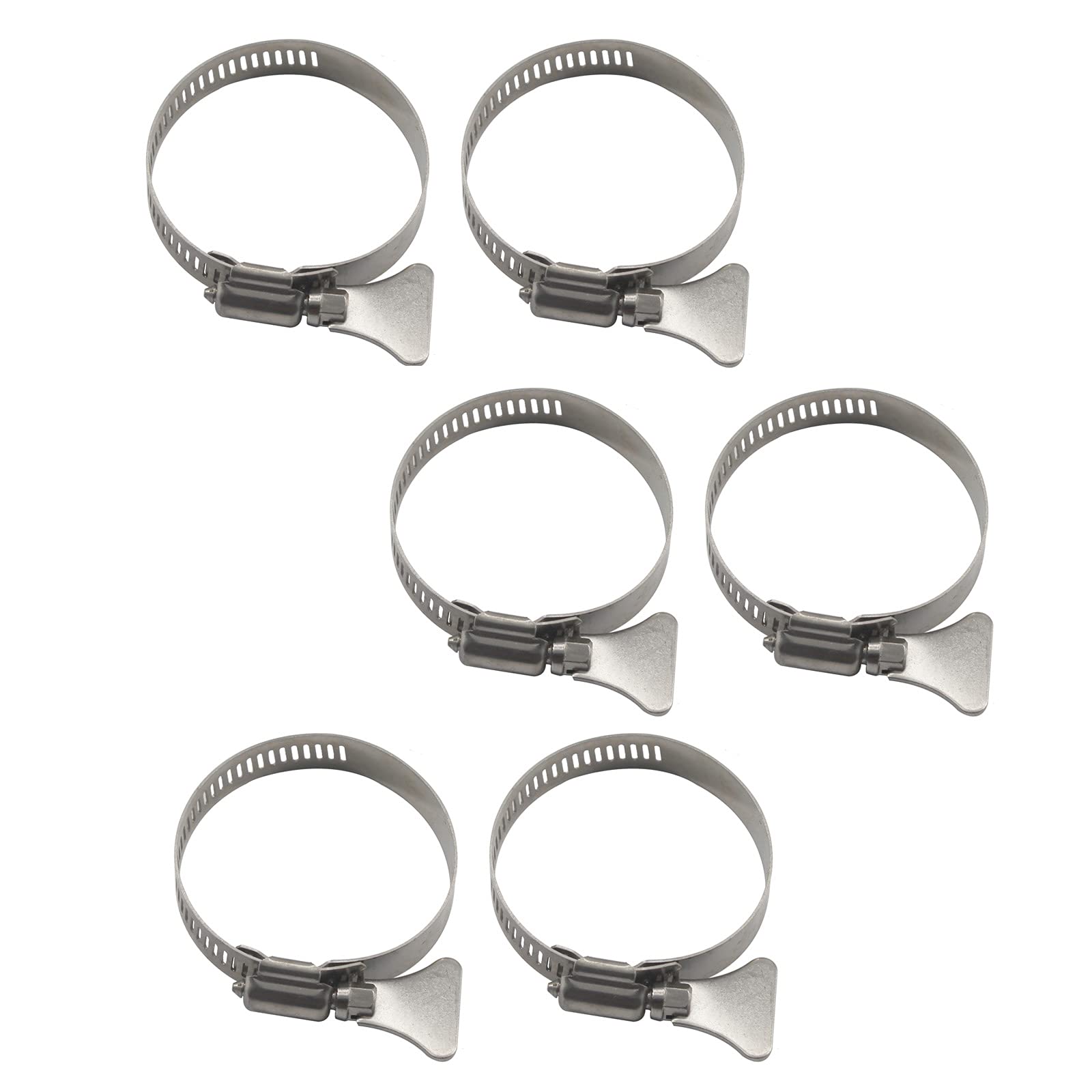 65-89mm Thumb Screw Key Adjustable Hose Clamps 304 Stainless Steel Worm Drive Pipes Clamps （6 Pieces
