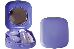 Erewa Contact Lens Case, 2 Pack Portable Contact Lens Box Kit with Mirror, Compact Soak Storage Kit for Travel (Purple)