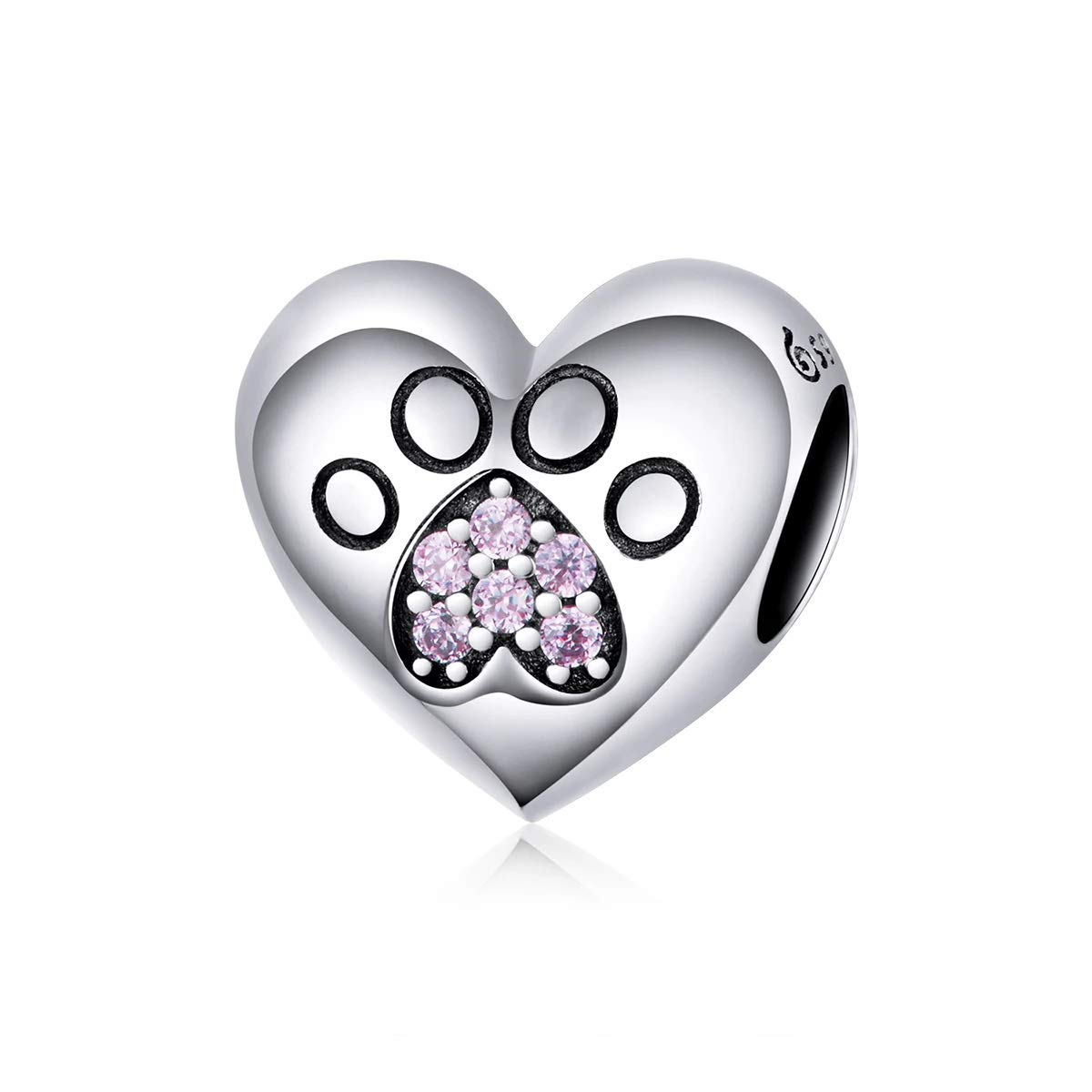 Featherwish Sterling Silver 925 Love Puppy Dog Cat Heart Family Love Paw Print Animal Best Friend Bead Charm Fits And Compatible With Pandora Bracelets Gift Birthday Mum Daughter Sister