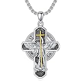 WINNICACA 925 Sterling Silver Patron Saint Amulet Necklace for Men Women Protection Medal Jewelry Birthday Valentine's Day Gifts for Men Husband(with Gift Box)