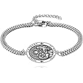 LWQQWL Patron Saint Bracelet for Women Men 925 Sterling Silver Religious Bracelet Jewelry Gifts