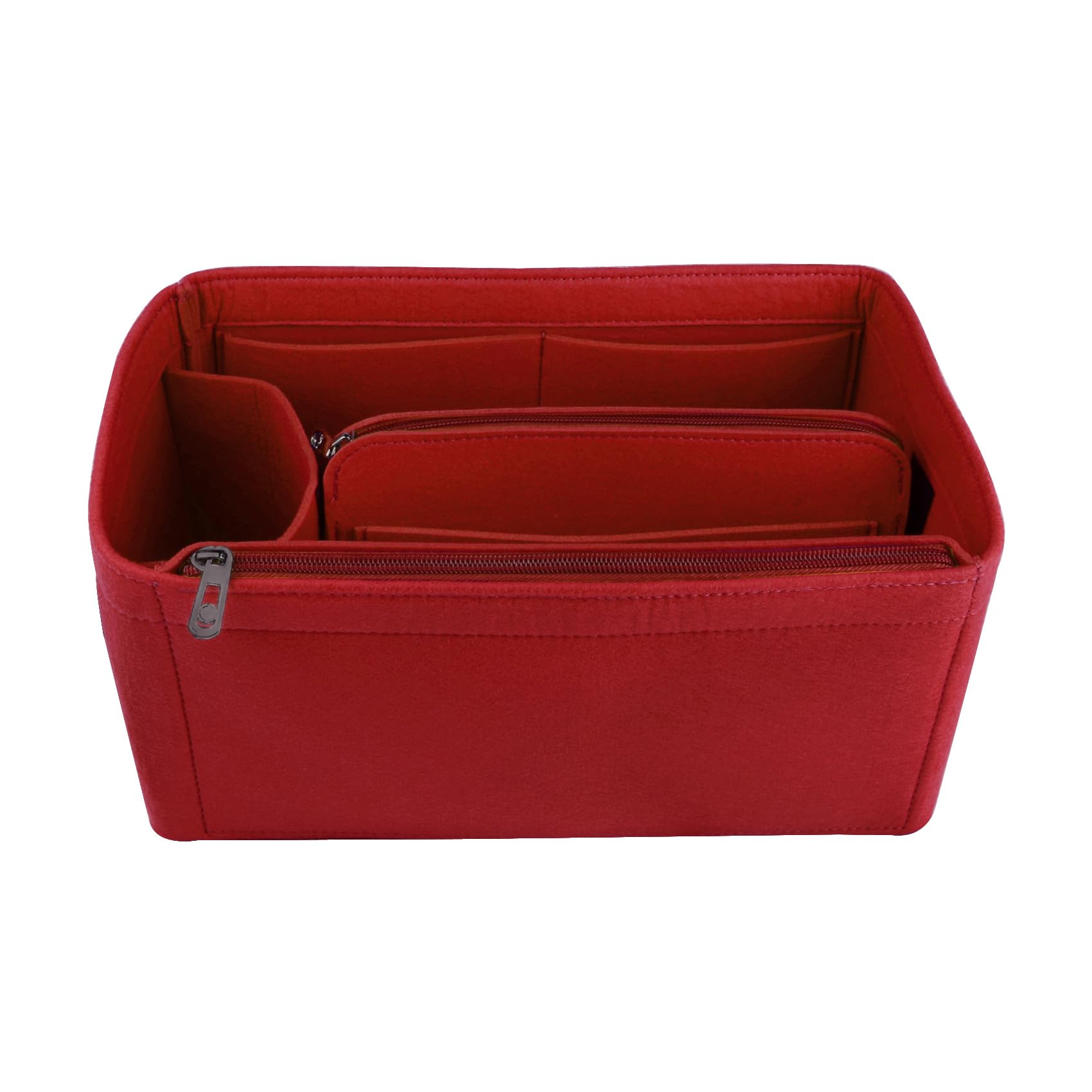 NOTAG Bag Organiser Felt Bag Organiser Insert Handbag Multi Pocket Tote Organiser Bag (Red, Small)