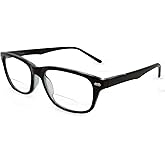 In Style Eyes Seymore Retro Bifocal Reading Glasses - Bifocal Readers for Women and Men, Non-progressive, Adaptive Spring Hinges - Clear Black, 2.5x