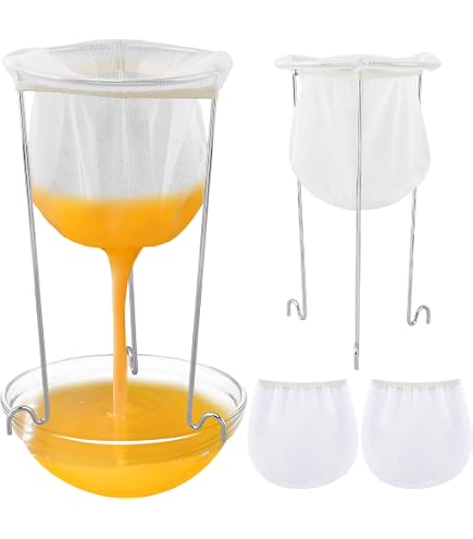 Passoire à Confiture En Acier Inoxydable Avec Sac Et 3 Pieds Crochet - Pour Jus, Bouillon, Yaourt, Vinaigre Maison - Facile à Installer - 6