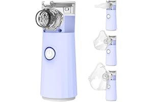 AVAOKO Portable Nebulizer, Nebulizer Machine for Adults and Kids Handheld Nebulizer for Travel and Daily Use Mesh Nebulizer for Breathing Problems with Autoclean Mode Powered by USB/Battery, Purple