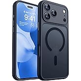 CANSHN Magnetic Compatible with iPhone 17 Pro Case, Upgraded [Full Camera Protection] [Compatible with Magsafe] [Translucent Matte] Shockproof Protective Phone Cover 6.3 Inch - Black