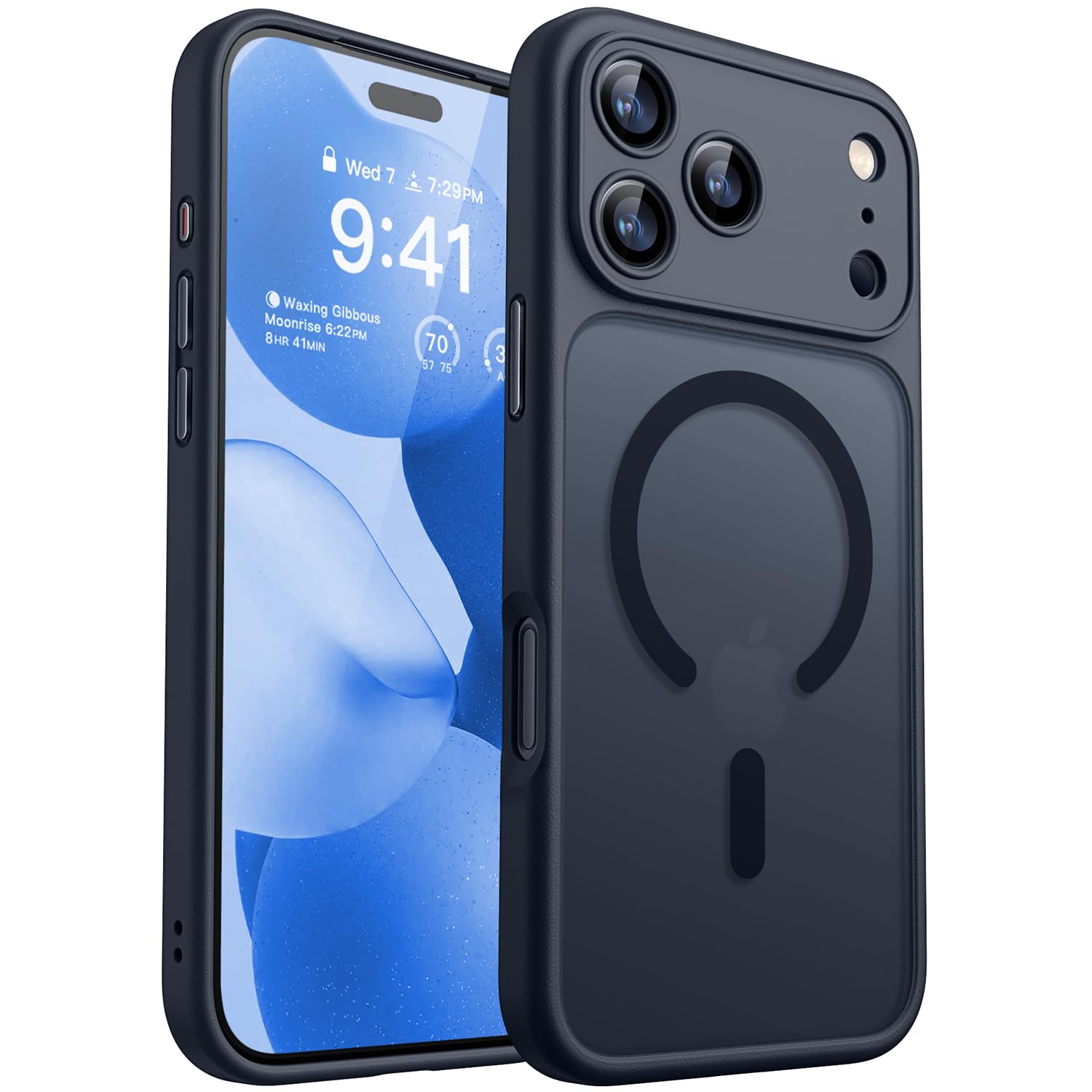 CANSHN Magnetic Compatible with iPhone 17 Pro Case, Upgraded [Full Camera Protection] [Compatible with Magsafe] [Translucent Matte] Shockproof Protective Phone Cover 6.3 Inch - Black